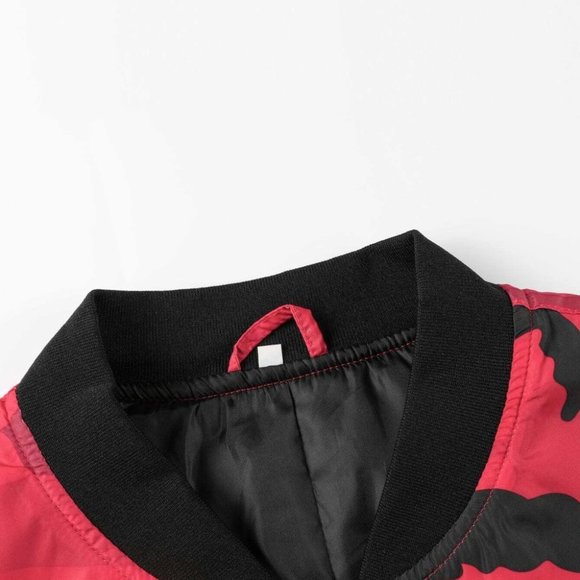 Red Streetstyle Men's Camo Print Zip Up Bomber Jac - Picture 5 of 7